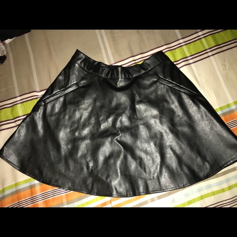 Faux leather skater skirt